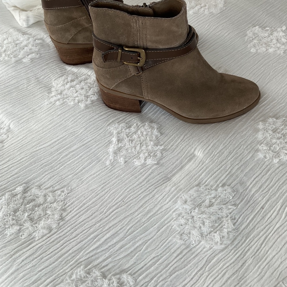 Taupe Ankle Boots with Buckle Detail